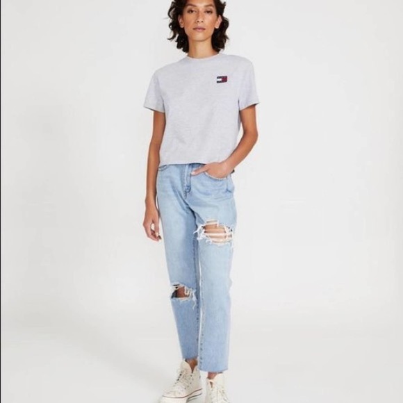 Tommy Hilfiger Short Sleeve Grey Badge Tee XS NWT - Picture 2 of 10